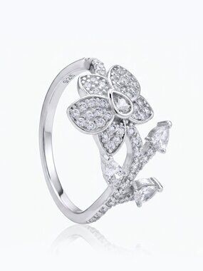 Floral Ring, 925 Sterling Silver Charmed Aroma Flower Collection
